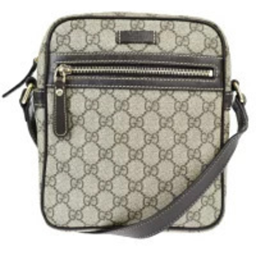 Gucci GG Supreme Messenger Bag beige ebony canvas brown leather